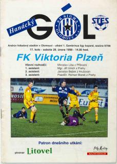 Program Hanácký gól, Olomouc vs. Plzeň, 1998