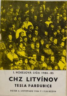Program hokej,  CHZ Litvinov v. TJ Tesla Pardubice, 1984
