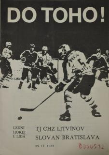 Program  hokej, DO TOHO!, Litvínov v. Slovan Bratislava, 1988