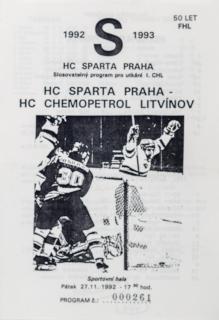 Program hokej, HC Sparta Praha  vs. HC Litvínov 1992