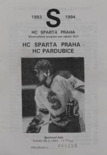 Program hokej, HC Sparta Praha  vs. HC Pardubice, 1994 II