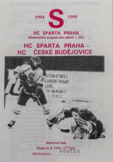 Program hokej, HC Sparta vs. Čes. Budějovice, 1994