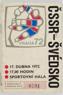Program hokej, MS ČSSR v. Švédsko, 1972