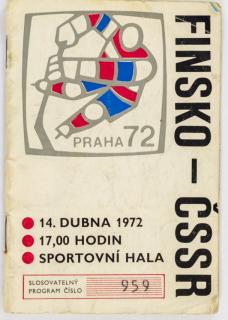 Program hokej, MS Finsko v. ČSSR, 1972