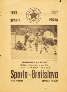 Program hokej Sparta ČKD - Bratislava Bratislava, 1967