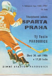 Program  hokej, Sparta Praha v. Tesla Pardubice, 1986