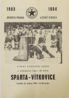 Program hokej, Sparta v. Vítkovice, 1984