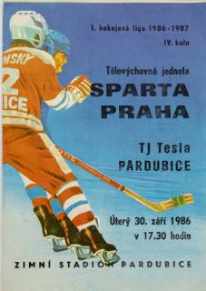 Program  hokej, Tesla Pardubice v. Sparta Praha, 1987