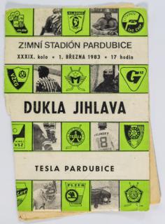 Program hokej, TJ Tesla Pardubice v. Dukla Jihlava, 1983