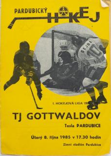 Program hokej, TJ Tesla Pardubice v. TJ Gottwaldov, 1985