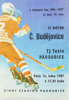 Program hokej, TJ Tesla Pardubice v. TJ Motor Č. Budějovice, 1987