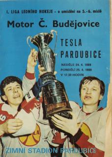 Program hokej, TJ Tesla Pardubice v. TJ Motor Č. Budějovice, 1988