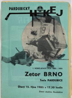 Program hokej, TJ Tesla Pardubice v. Zetor Brno, 1985