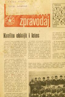 Program, Informační zpravodaj, OP Sparta Praha, Srpen, 1987