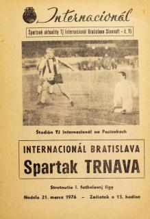 Program Internacionál  Bratislava  vs. Spartak Trnava, 1976