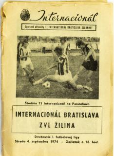 Program Internacionál  Bratislava  vs. ZVL Žilina, 1974
