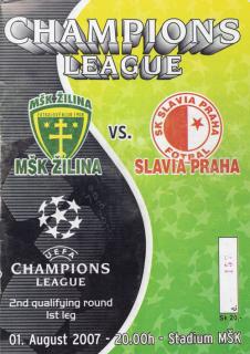 Program k utkání MŠK  Žilina vs. Slavia Praha, 2007