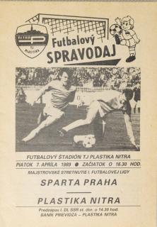 Program k utkání  Sparta v. Platika Nitra, 1989