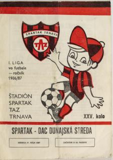 Program k utkání Trnava vs. DAC Dunajská Streda, Spartakovec, 1987