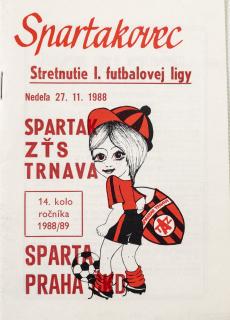 Program k utkání TRNAVA vs. Sparta Praha, Spartakovec, 1988