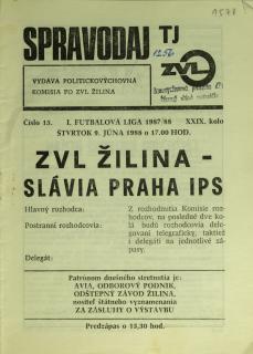 Program k utkání Žilina vs. Slavia Praha I