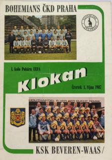 Program Klokan, Bohemians ČKD Praha v. KSK Beveren-Waas, 1987