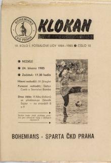 Program Klokan , Bohemians ČKD Praha v. Sparta Praha, 1985(10)