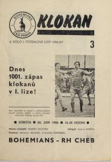 Program Klokan, Bohemians ČKD v. RH Cheb, 1986/87