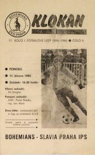 Program Klokan, Bohemians Praha vs. Slavia Praha IPS, 1984/85/9
