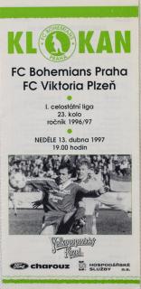 Program Klokan, FC Bohemians Praha vs. Plzeň, 1997