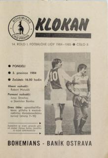 Program Klokan, FC Bohemians  vs. Baník Ostrava, 1983/84