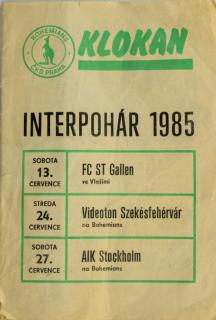 Program Klokan, Interpohár, Gallen, Szekesfehervar, AIK Stockholm, 1985