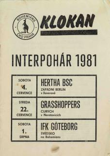 Program KLOKAN, Interpohár, Hertha, Grasshoppers, IFK Goteborg, 1981
