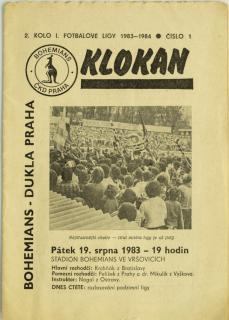 Program Klokan, S Bohemians  vs. Dukla Praha, 1983/84