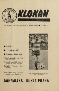 Program Klokan, S Bohemians  vs. Dukla Praha, 1984/85