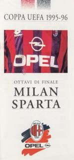 Program - leták, Coppa UEFA, Milan v. Sparta,  1995-96