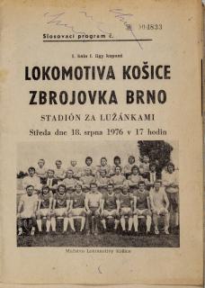 Program  Lokomotiva Košice v. TJ Baník Ostrava, 1976