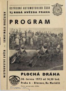 Program, MS - semifinále, Plochá dráha, 1973