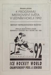 Program - příloha, MS 1992, hokej, Pool and Seniors