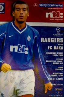 Program - Rangers vs. FC Haka, UEFA CHL, 1999