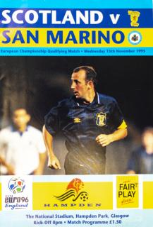 Program -Scotland vs. San Marino, UEFA EURO Q96, 1995