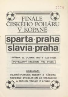 Program Slavia vs. Sparta, 1987, finále ČP