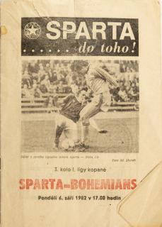 Program Sparta Praha  vs. Bohemians Praha, 1982