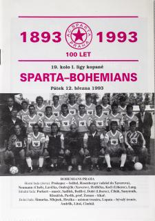 Program Sparta Praha  vs. Bohemians Praha, 1993