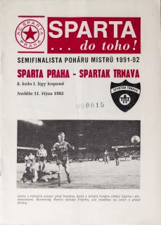 Program Sparta Praha  vs. Spartak Trnava, 1992