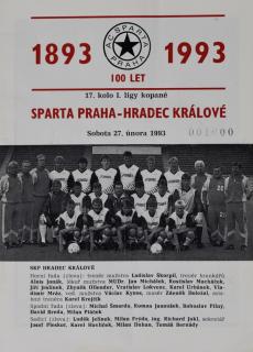 Program Sparta vs. Hradec Králové, 1993