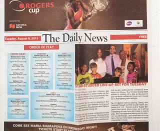 Program - The Daily News, Rogers cup, Tuesday, 9, 2011