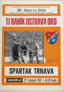 Program  TJ Baník Ostrava OKD v. Spartak Trnava, 1987