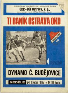Program  TJ Banik Ostrava OKD vs. Dynamo Č. Budějovice, 1987