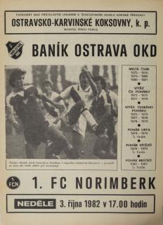 Program  TJ Banik Ostrava vs. 1 FC Norinberk, 1982